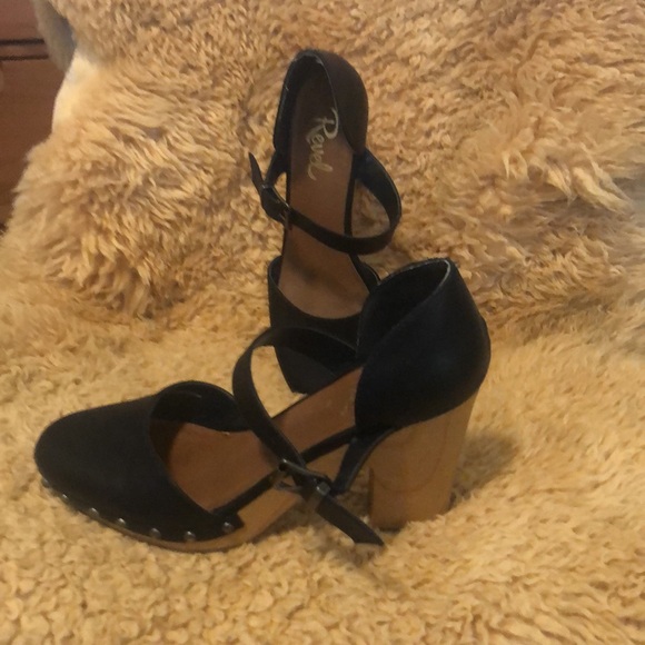 Revel high heel clog sandals navy blue size 8 - Picture 3 of 5